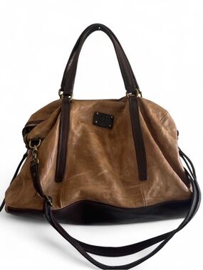 A.S.98 Distressed Tan and Dark Brown Leather Bag